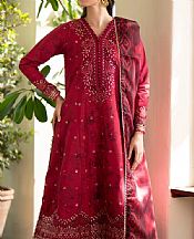 Xenia Cardinal Raw Silk Suit- Pakistani Designer Chiffon Suit