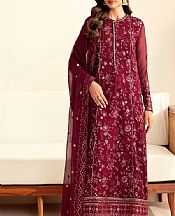 Xenia Wine Red Chiffon Suit- Pakistani Designer Chiffon Suit