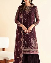 Xenia Wine Berry Chiffon Suit- Pakistani Chiffon Dress