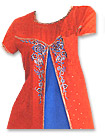 Red/Blue Chiffon Trouser Suit- Pakistani Casual Clothes