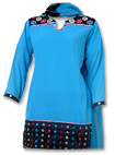 Turquoise/Black Georgette Trouser Suit- Pakistani Casual Dress