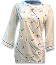 White/Blue Jean Trouser Suit- Pakistani Casual Clothes