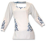 White/Blue Jean Trouser Suit- Pakistani Casual Dress