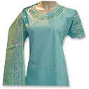 Sea Blue Cotton Suit - Pakistani Casual Dress