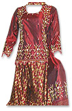 Maroon Pure Katan/Jamawar Gharara - Pakistani Bridal Dress