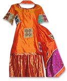 Orange Pure Katan/Jamawar Gharara