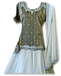 Gray/White Net Organza Lehnga- Pakistani Bridal Dress